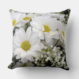 Daisies and Baby Breaths Throw Pillow