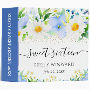 Daisies and Blue Flowers Sweet 16 Photo Album Binder