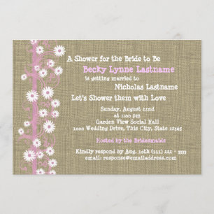 Daisies and Burlap Pink Bridal Shower Invitation