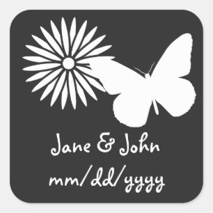 Daisies and Butterflies in Black Sticker