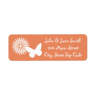 Daisies and Butterflies in Coral Address Label