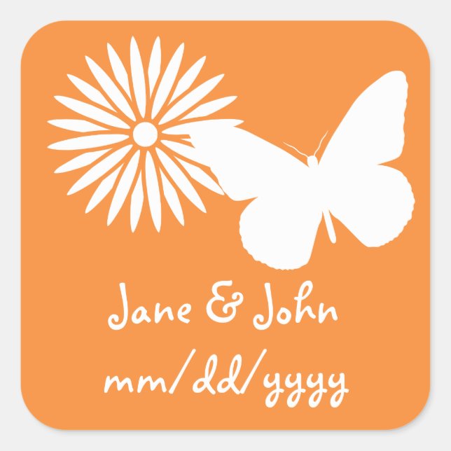 Daisies and Butterflies in Orange Sticker (Front)