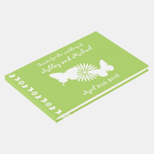 Daisies and Butterflies in Peridot Guest Book