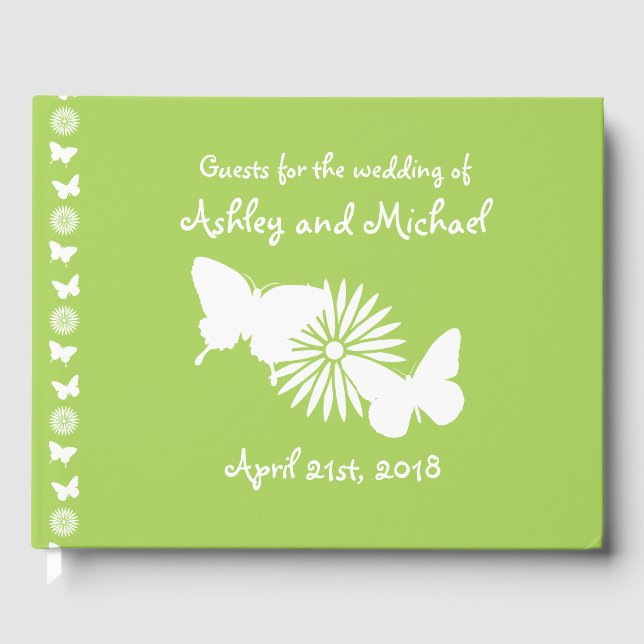Daisies and Butterflies in Peridot Guest Book (Front)