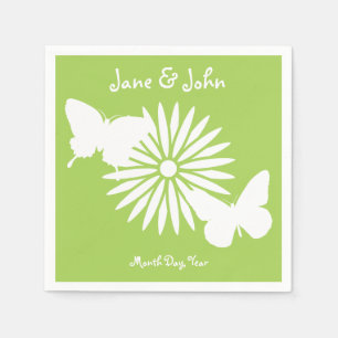Daisies and Butterflies in Peridot Napkins