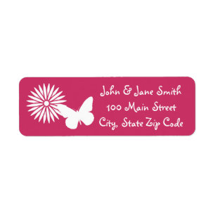 Daisies and Butterflies in Raspberry Address Label