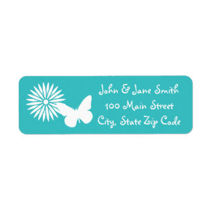 Daisies and Butterflies in Turquoise Address Label