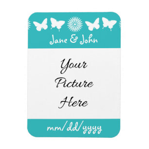 Daisies and Butterflies in Turquoise Magnet