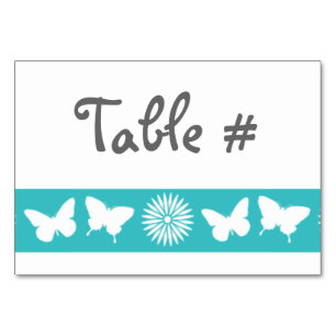 Daisies and Butterflies in Turquoise Table Card