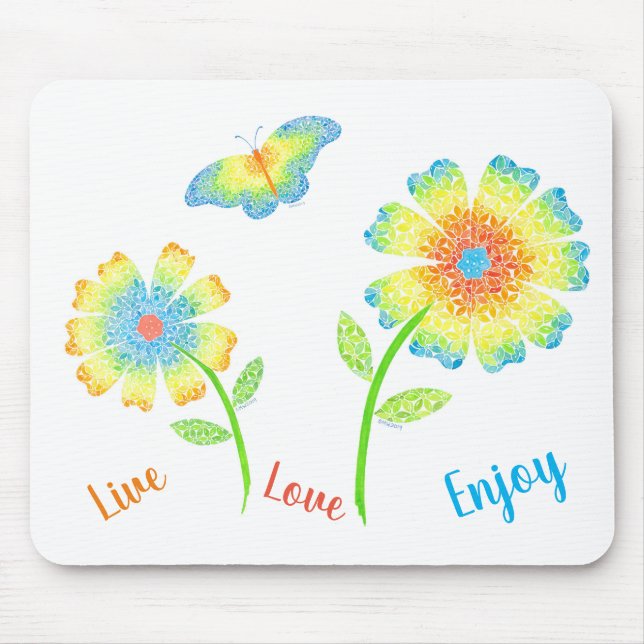 Daisies and Butterfly Mouse Pad (Front)