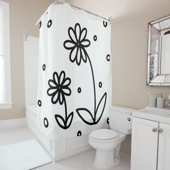 Daisies and Dots 2 - Black and White (In Situ)