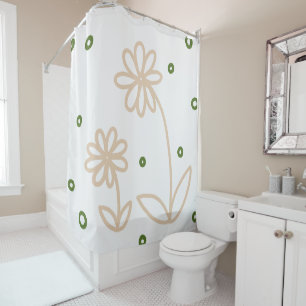 Daisies and Dots 2 - White, Sand and Palm Green