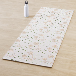 Daisies and Dots 2 - White, Sand and Palm Green Yoga Mat