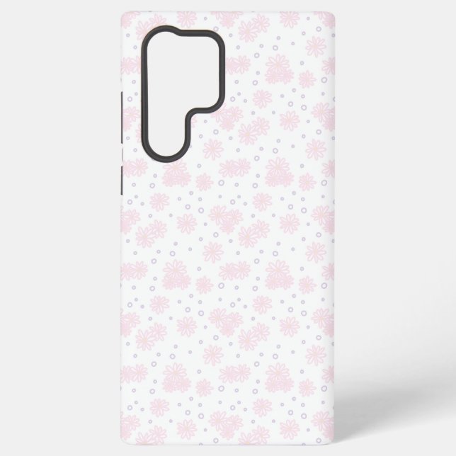 Daisies and Dots - Pastel Pink, Yellow and Purple Samsung Galaxy S22 Ultra Case (Back)