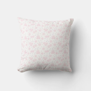 Daisies and Dots - Pastel Pink, Yellow and Purple Throw Pillow