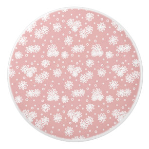 Daisies and Dots - Pink and White Ceramic Knob