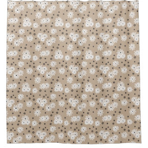 Daisies and Dots - Taupe, Black and White