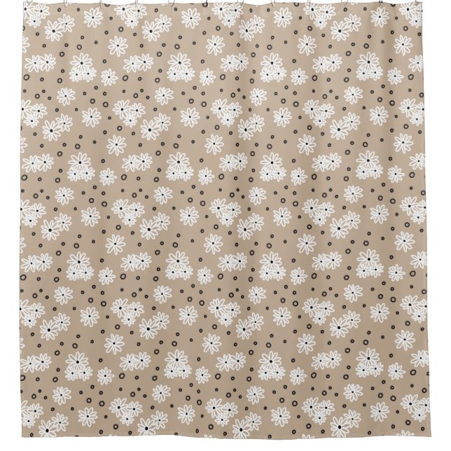 Daisies and Dots - Taupe, Black and White (Front)