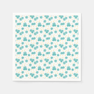 Daisies and Dots - Turquoise and Yellow Napkin