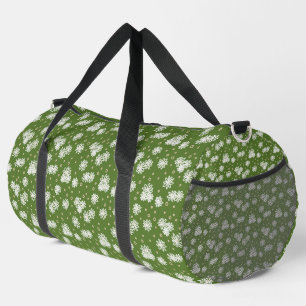 Daisies and Dots - White, Sand and Palm Green  Duffle Bag