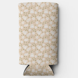 Daisies and Dots - White, Sand and Palm Green Seltzer Can Cooler