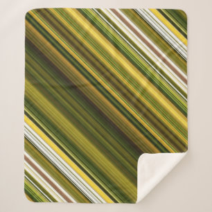 Daisies and Goldenrod Green and Yellow Stripe Sherpa Blanket