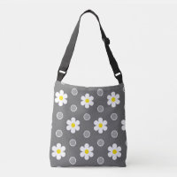 Daisies and Grey and White Polka Dot Pattern