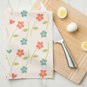 Daisies and Hearts Kitchen Towel
