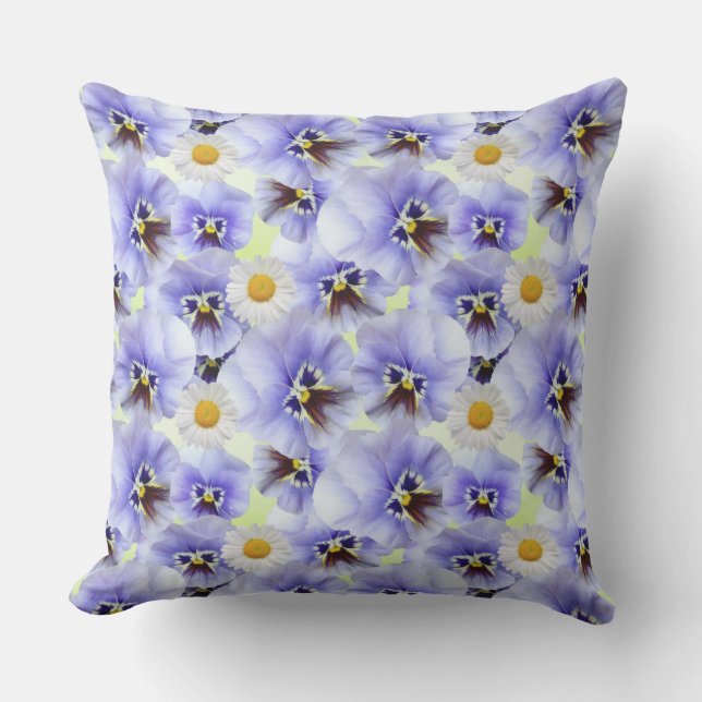 Daisies and Pansies Throw Pillow (Front)
