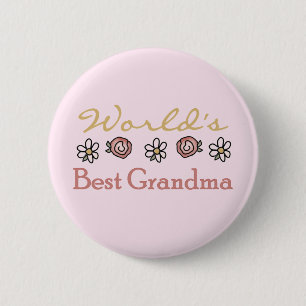 Daisies and Roses World Best Grandma 2 Inch Round Button