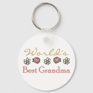 Daisies and Roses World Best Grandma Keychain