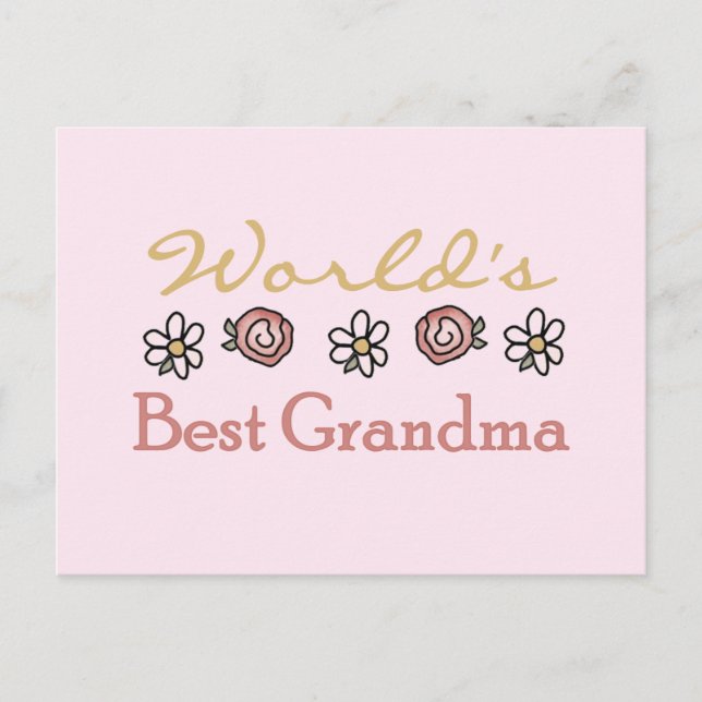 Daisies and Roses World Best Grandma Postcard (Front)