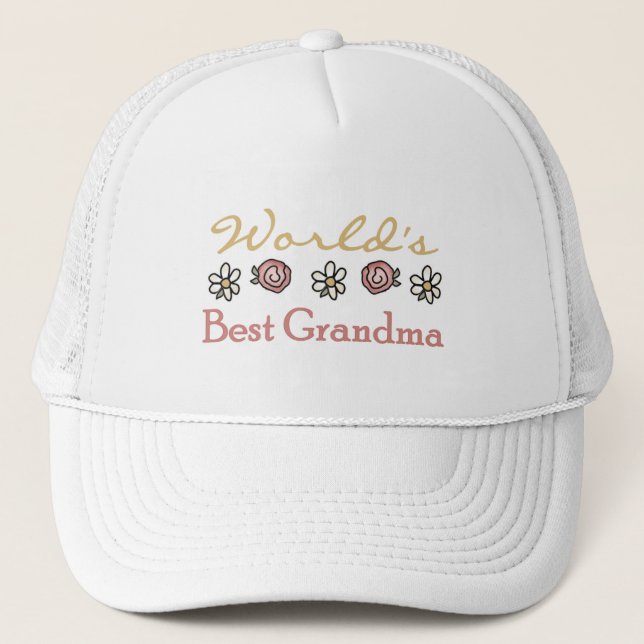 Daisies and Roses World Best Grandma Trucker Hat (Front)