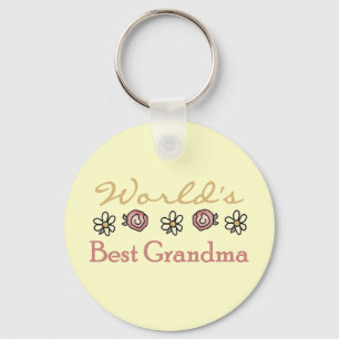 Daisies and Roses World's Best Grandma Keychain