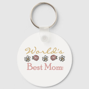 Daisies and Roses World's Best Mom Keychain