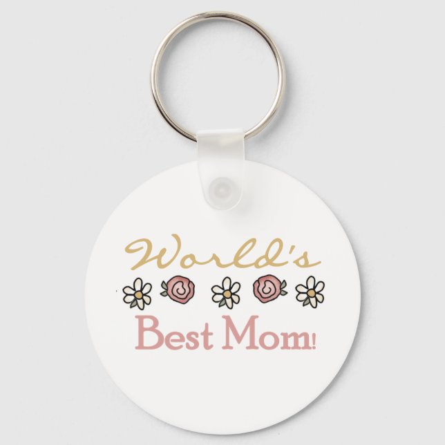 Daisies and Roses World's Best Mom Keychain (Front)