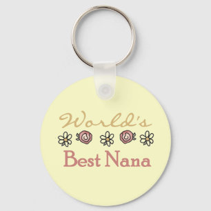 Daisies and Roses Worlds Best Nana Keychain