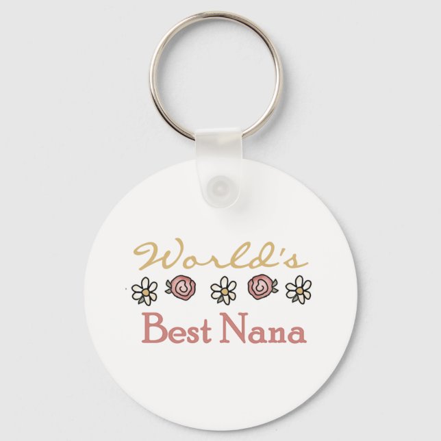 Daisies and Roses World's Best Nana Tshirts Keychain (Front)