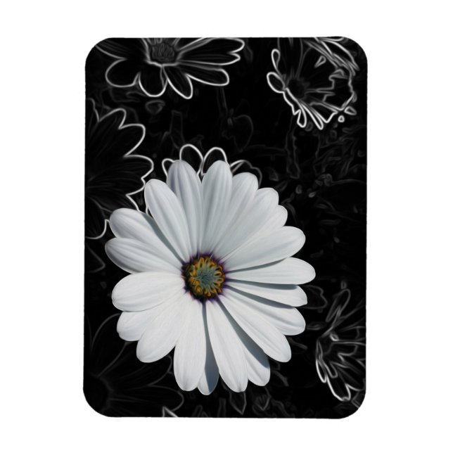 Daisies and shades of grey magnet (Vertical)