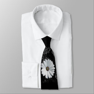 Daisies and shades of grey tie