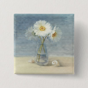 Daisies and Shells 2 Inch Square Button