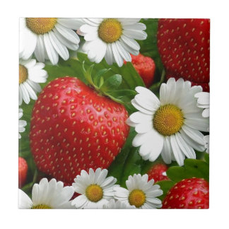 Daisies and Strawberries Tile