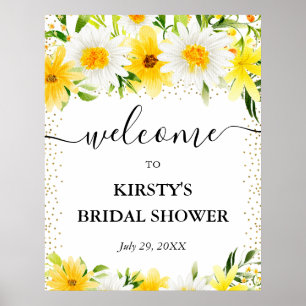 Daisies and Yellow Flowers Bridal Shower Welcome Poster