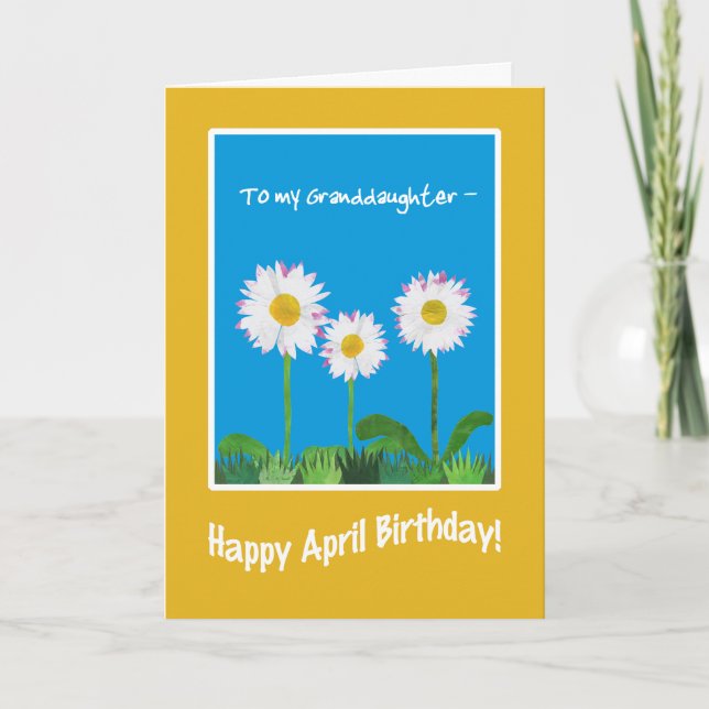 Daisies April Birthday Card for Granddaughter (Front)
