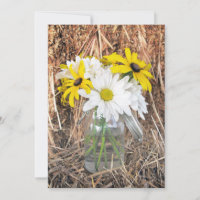 Daisies Black Eyed Susans & Hay Wedding Invitation
