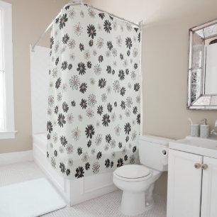 Daisies Black Pink Floral Pattern