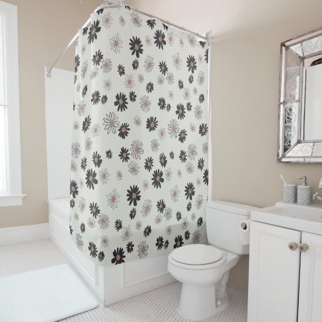 Daisies Black Pink Floral Pattern (In Situ)