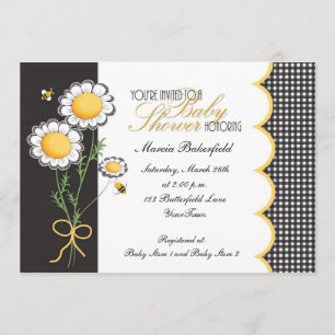 Daisies & Bumble Bee Baby Shower Invitation