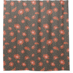 Daisies Coral Pink BrownFloral Pattern