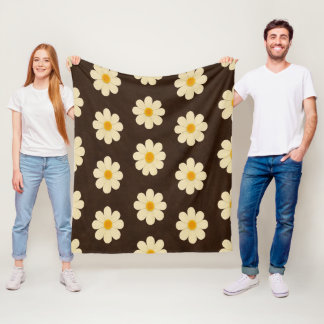 Daisies Cream and Yellow Design Fleece Blanket